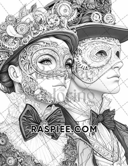 Steampunk Halloween Adult Coloring Pages Printable PDF Instant Download