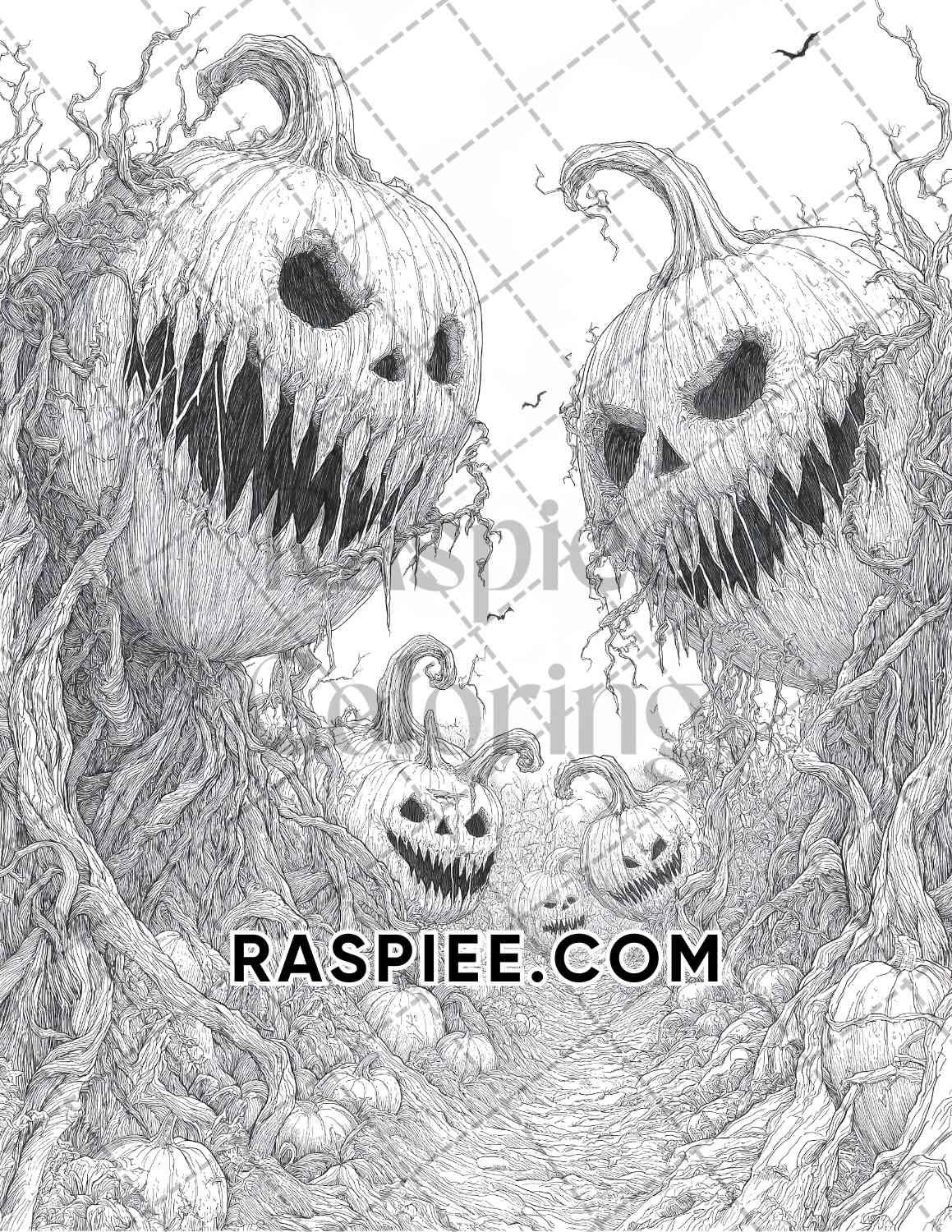 Halloween Surreal Adult Coloring Pages Printable PDF Instant Download - RASPIEE