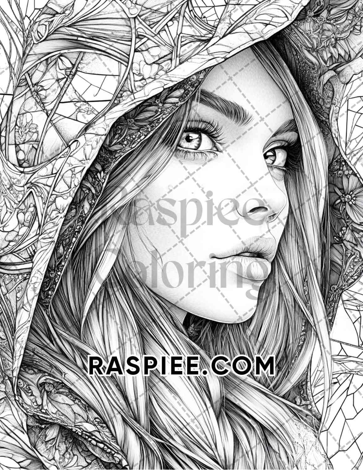 Enchanted Witches Adult Coloring Pages Printable PDF Instant Download - RASPIEE