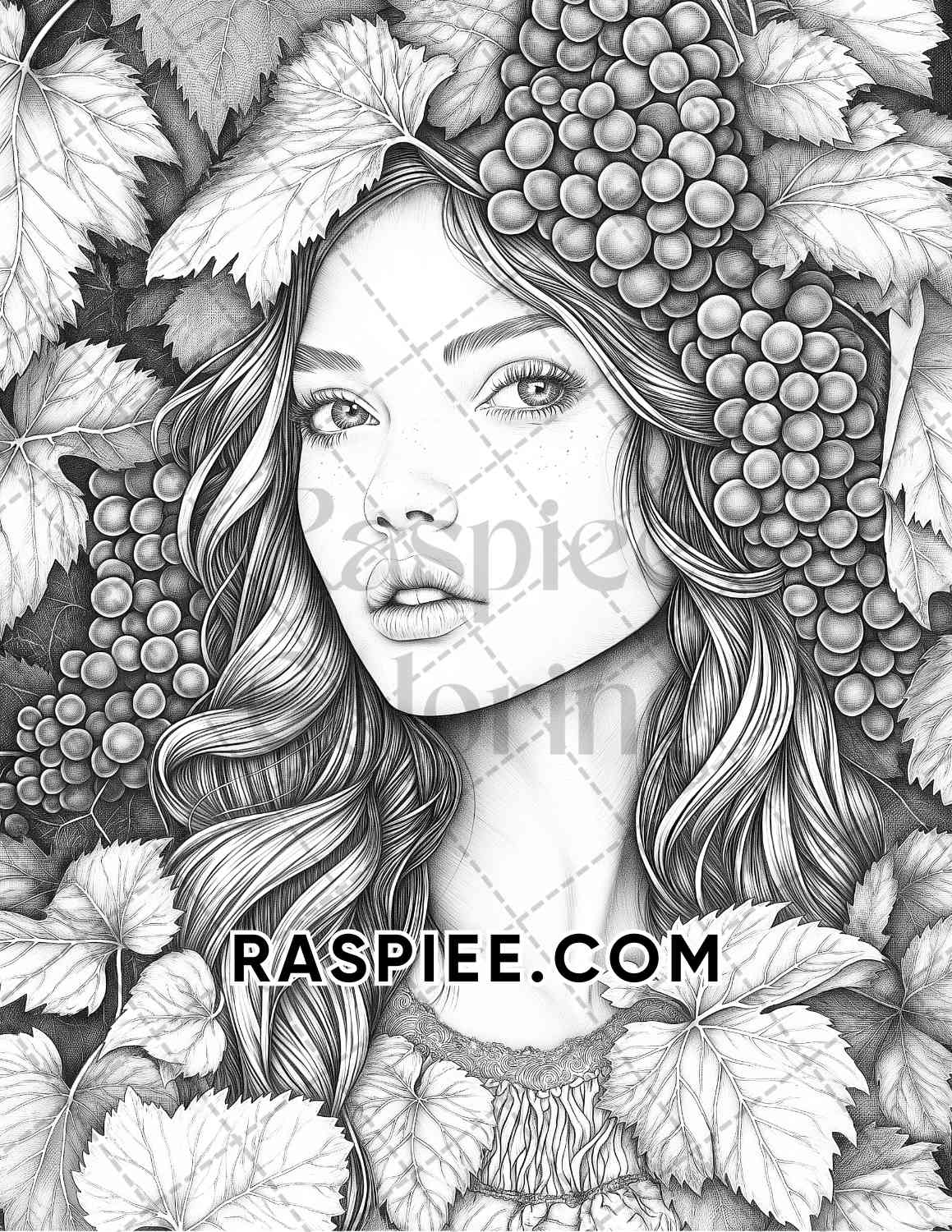 Autumn Beauties Portrait Adult Coloring Pages Printable PDF Instant Download