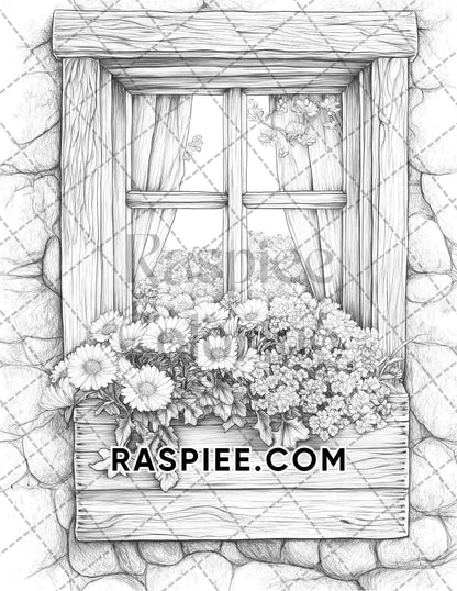 Fall Flowers Adult Coloring Pages Printable PDF Instant Download - RASPIEE