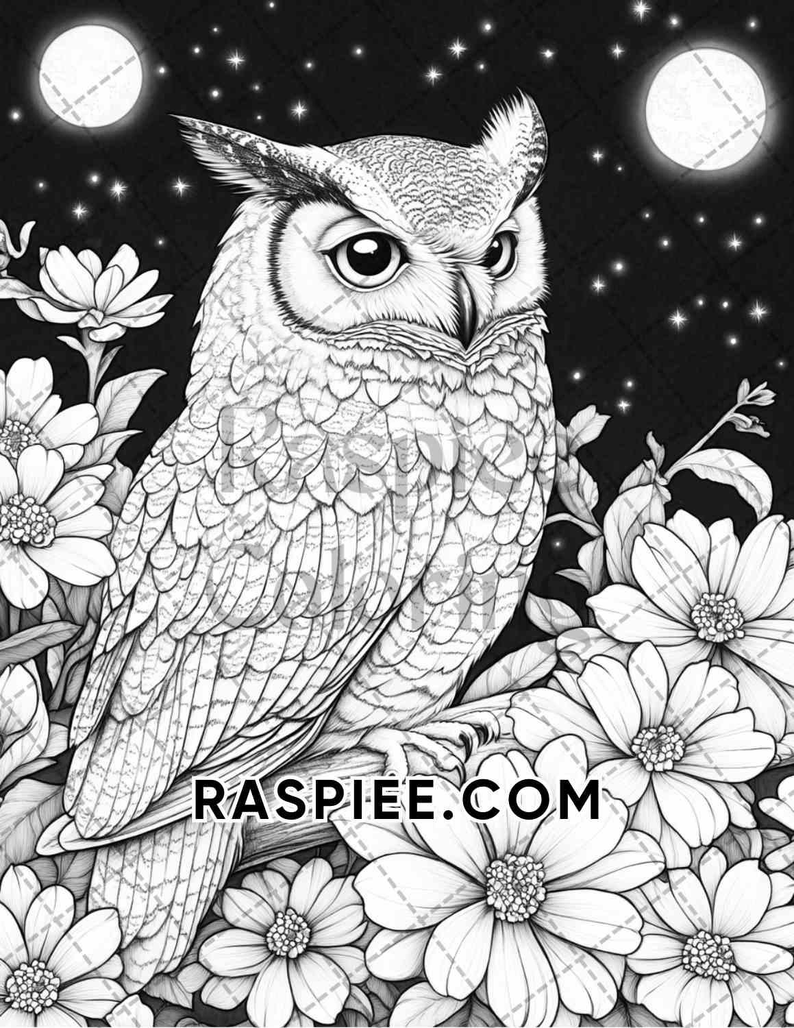 Flowers and Birds Adult Coloring Pages Printable PDF Instant Download - RASPIEE