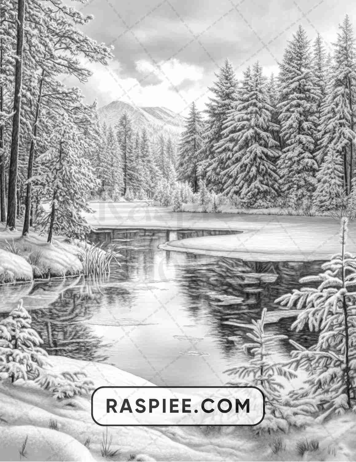 82 Winter Landscapes Adult Coloring Pages - RASPIEE