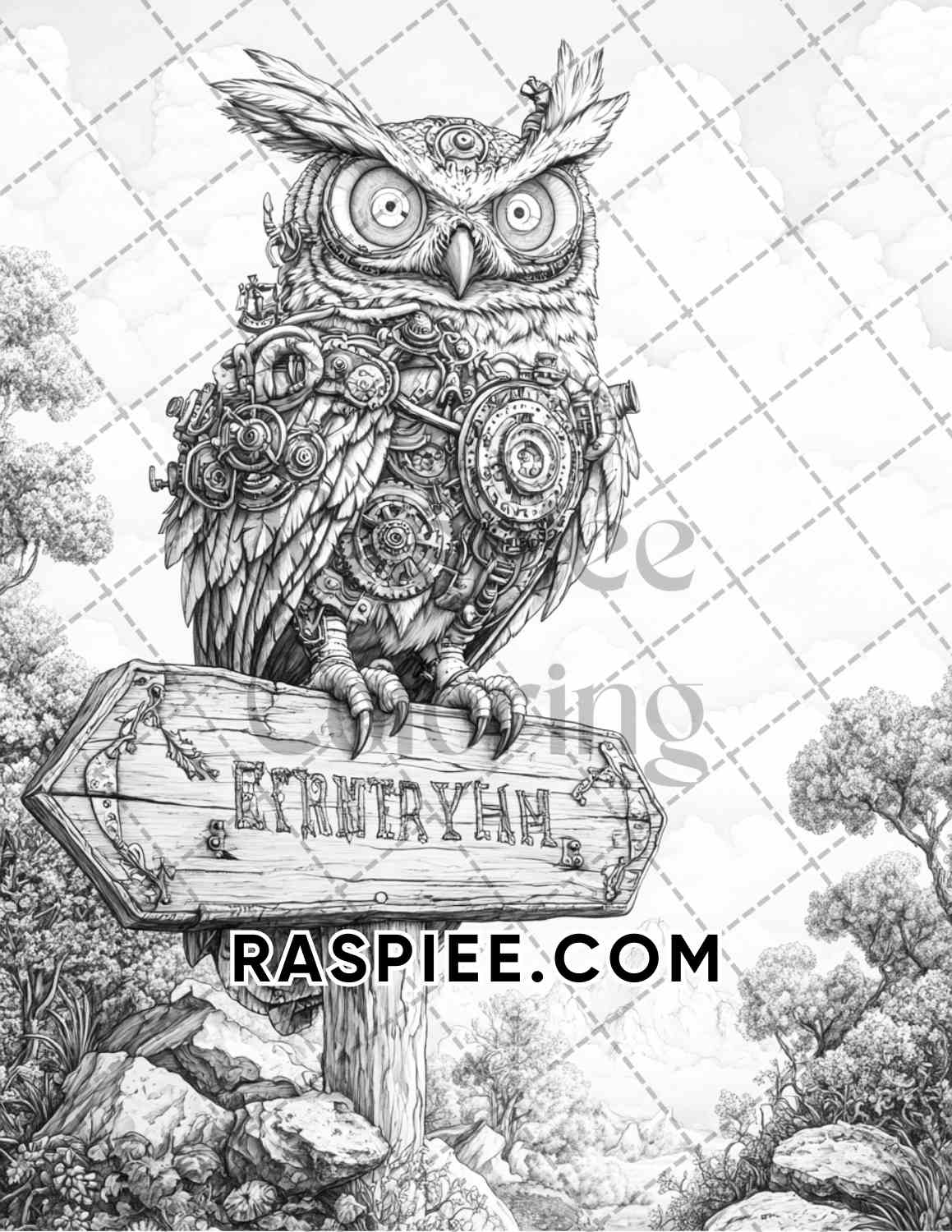 Steampunk Halloween Adult Coloring Pages Printable PDF Instant Download