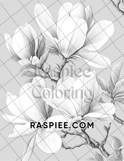 Seasonal Flowers Adult Coloring Pages Printable PDF Instant Download