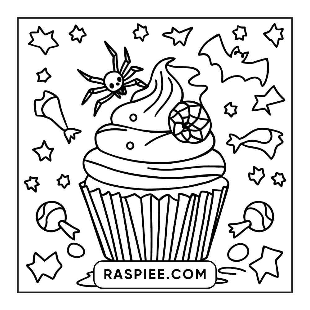 100 Bold and Easy Cute Halloween Coloring Pages Printable PDF Instant Download - RASPIEE