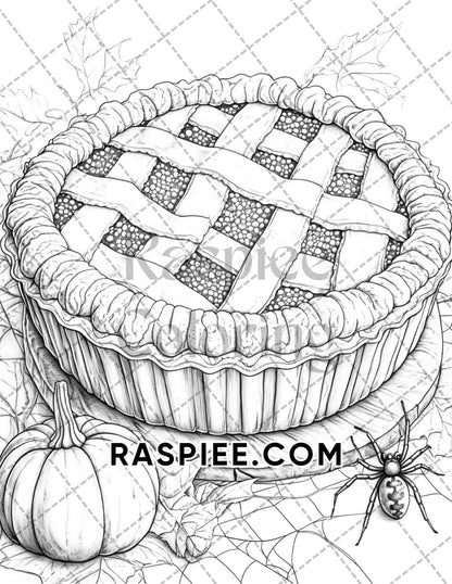 Spooky Desserts Halloween Adult Coloring Pages Printable PDF