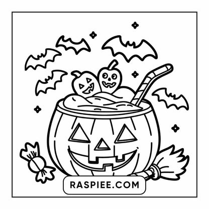 100 Bold Easy Spooky Food & Drinks Coloring Pages Printable PDF Instant Download - RASPIEE