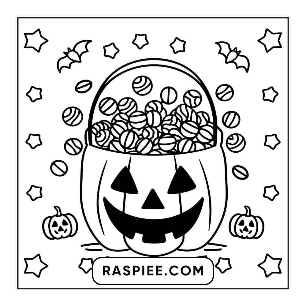 100 Bold and Easy Cute Halloween Coloring Pages Printable PDF Instant Download - RASPIEE