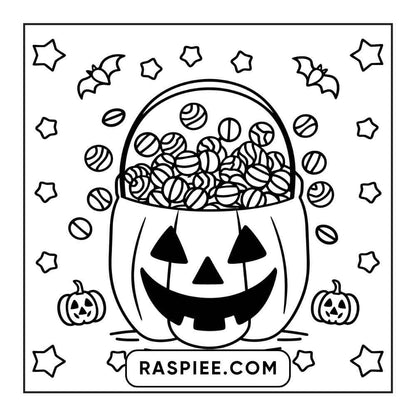 100 Bold and Easy Cute Halloween Coloring Pages Printable PDF Instant Download - RASPIEE