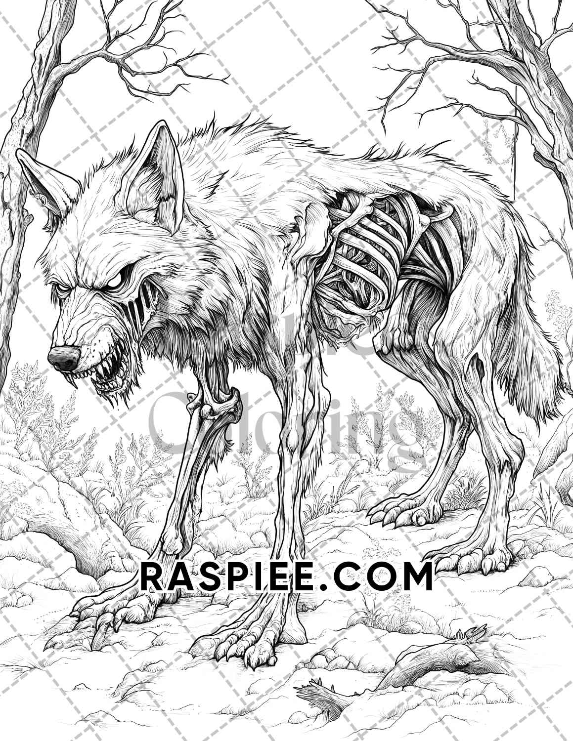 Horror Animals Halloween Adult Coloring Pages Printable PDF Instant Download