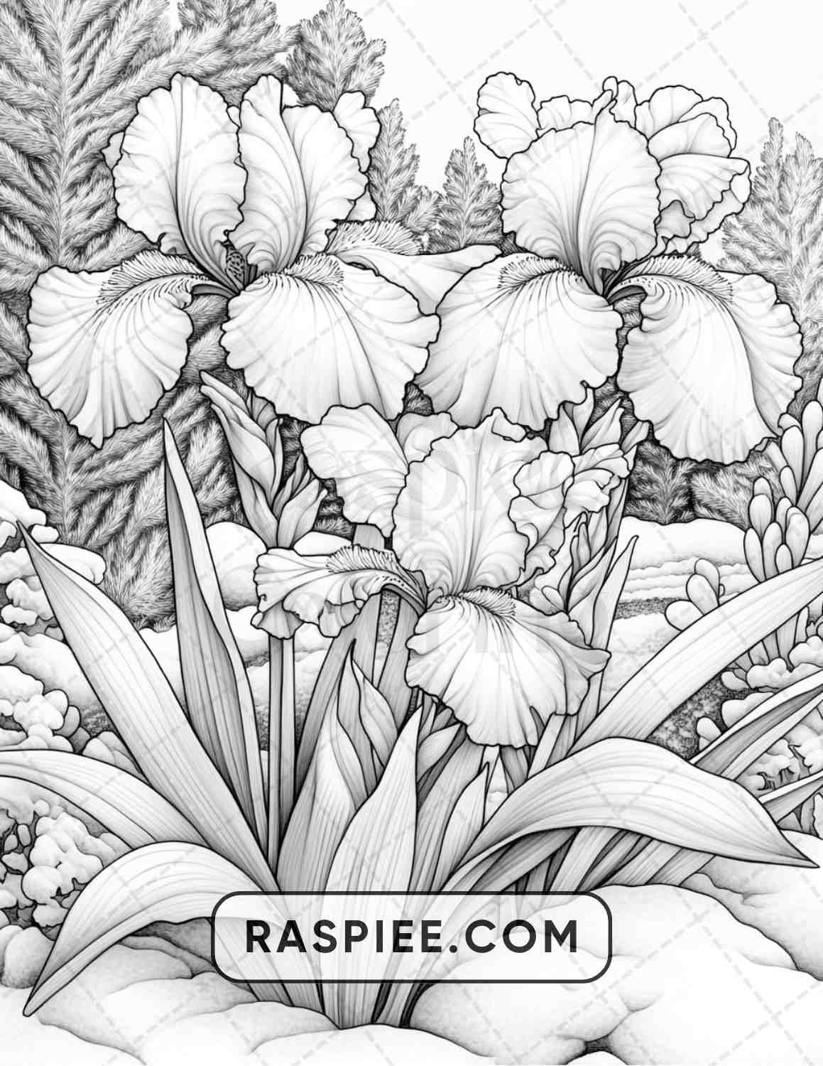 77 Winter Flowers Adult Coloring Pages