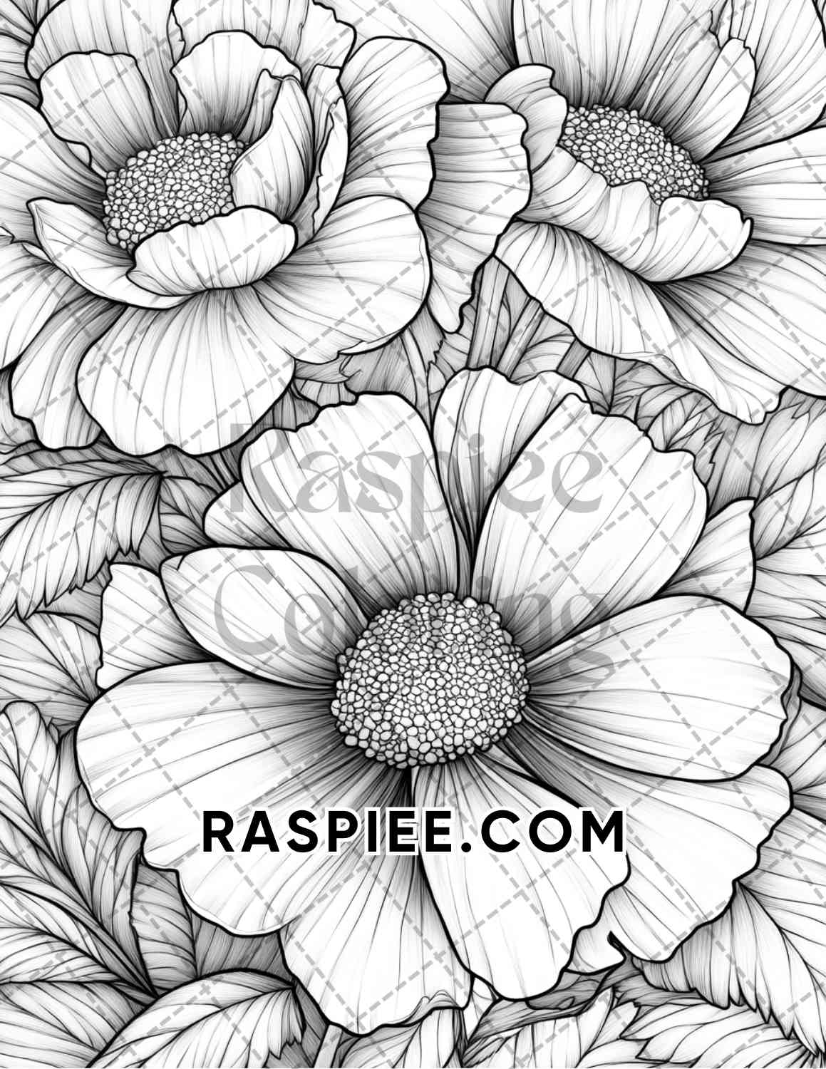 Seasonal Flowers Adult Coloring Pages Printable PDF Instant Download