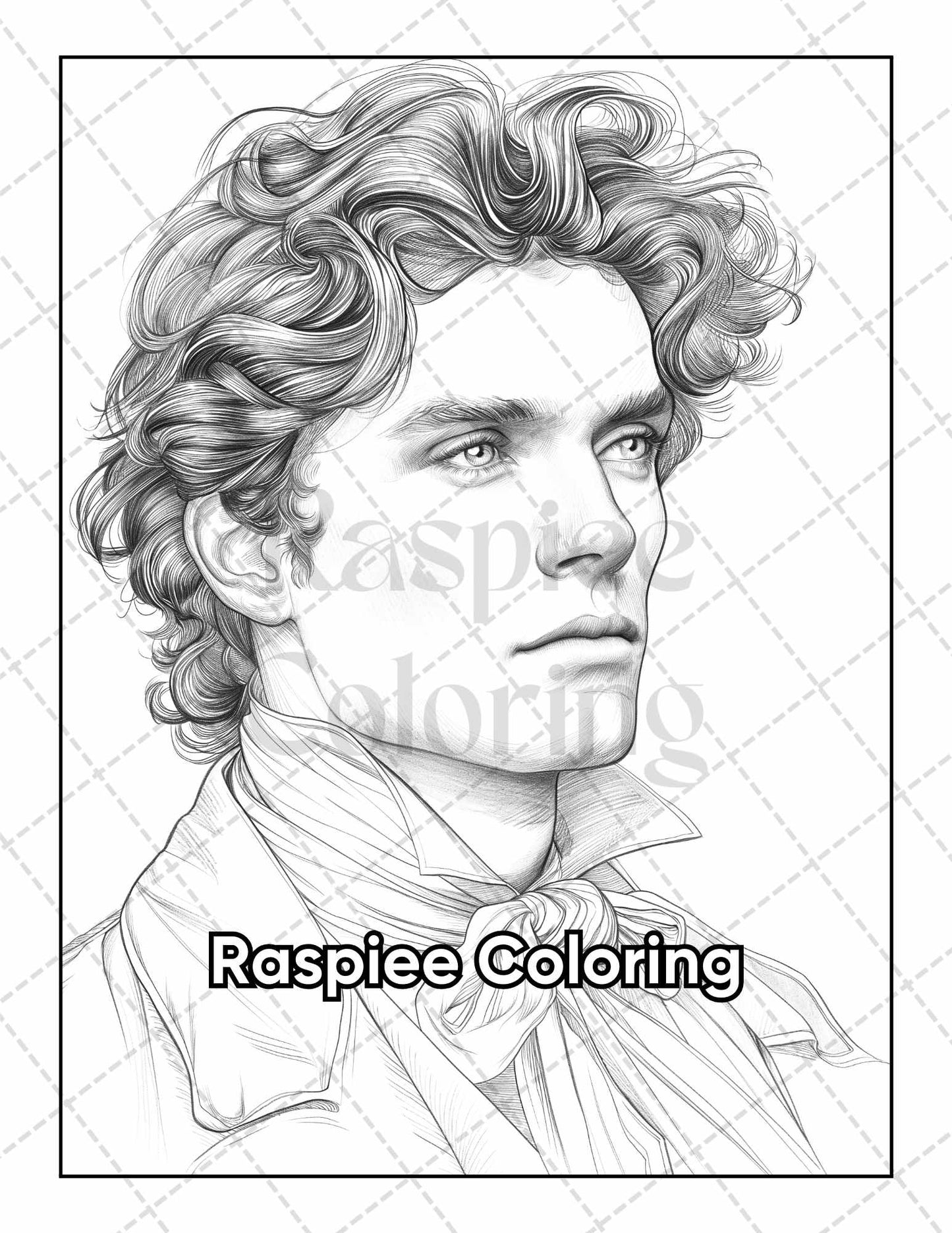 50 Victorian Portrait Adult Coloring Pages Printable PDF Instant Download