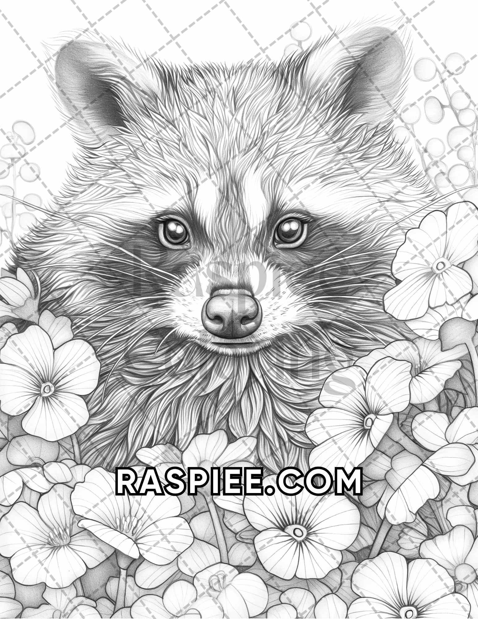 75 Animals in Flowers Grayscale Adult Coloring Pages Printable PDF Instant Download - RASPIEE