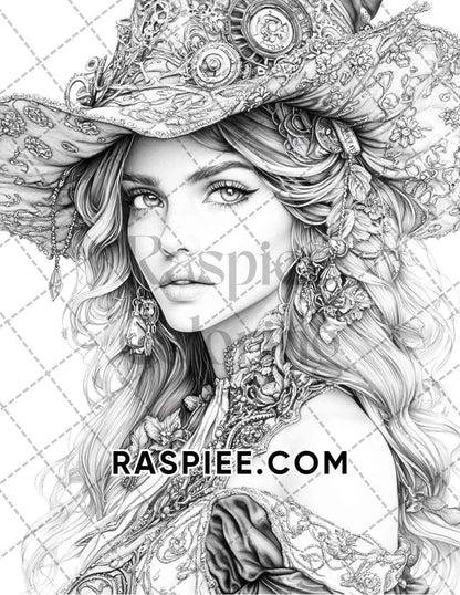 Enchanted Witches Adult Coloring Pages Printable PDF Instant Download - RASPIEE