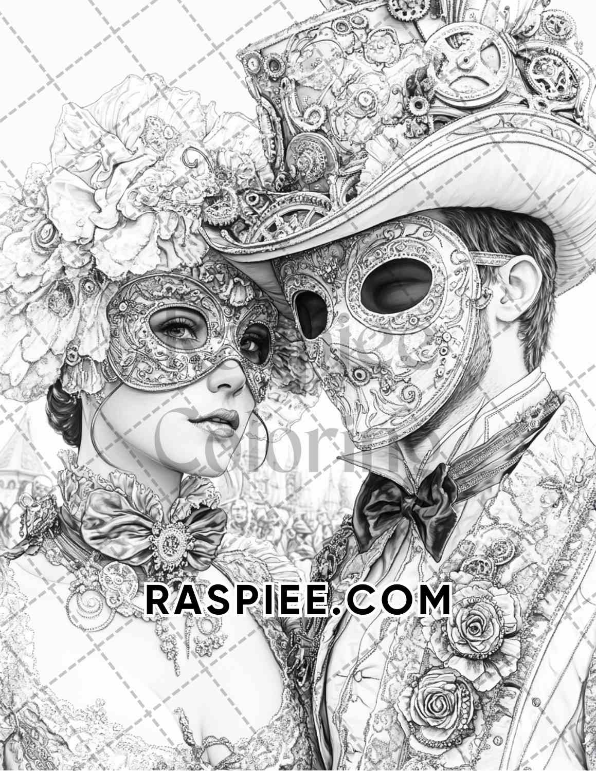 Steampunk Halloween Adult Coloring Pages Printable PDF Instant Download