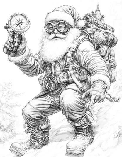 Steampunk Christmas Adult Coloring Pages Printable PDF Instant Download