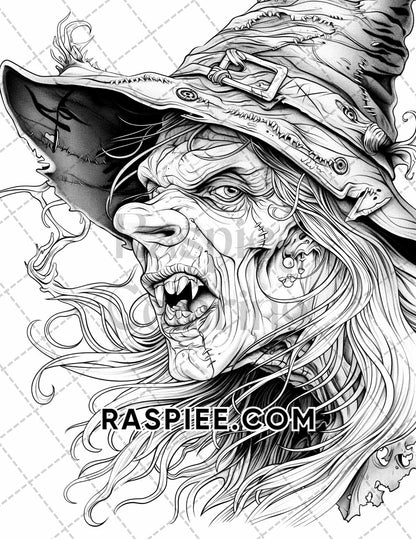 50 Spooky Monsters Halloween Adult Coloring Pages Printable PDF Instant Download