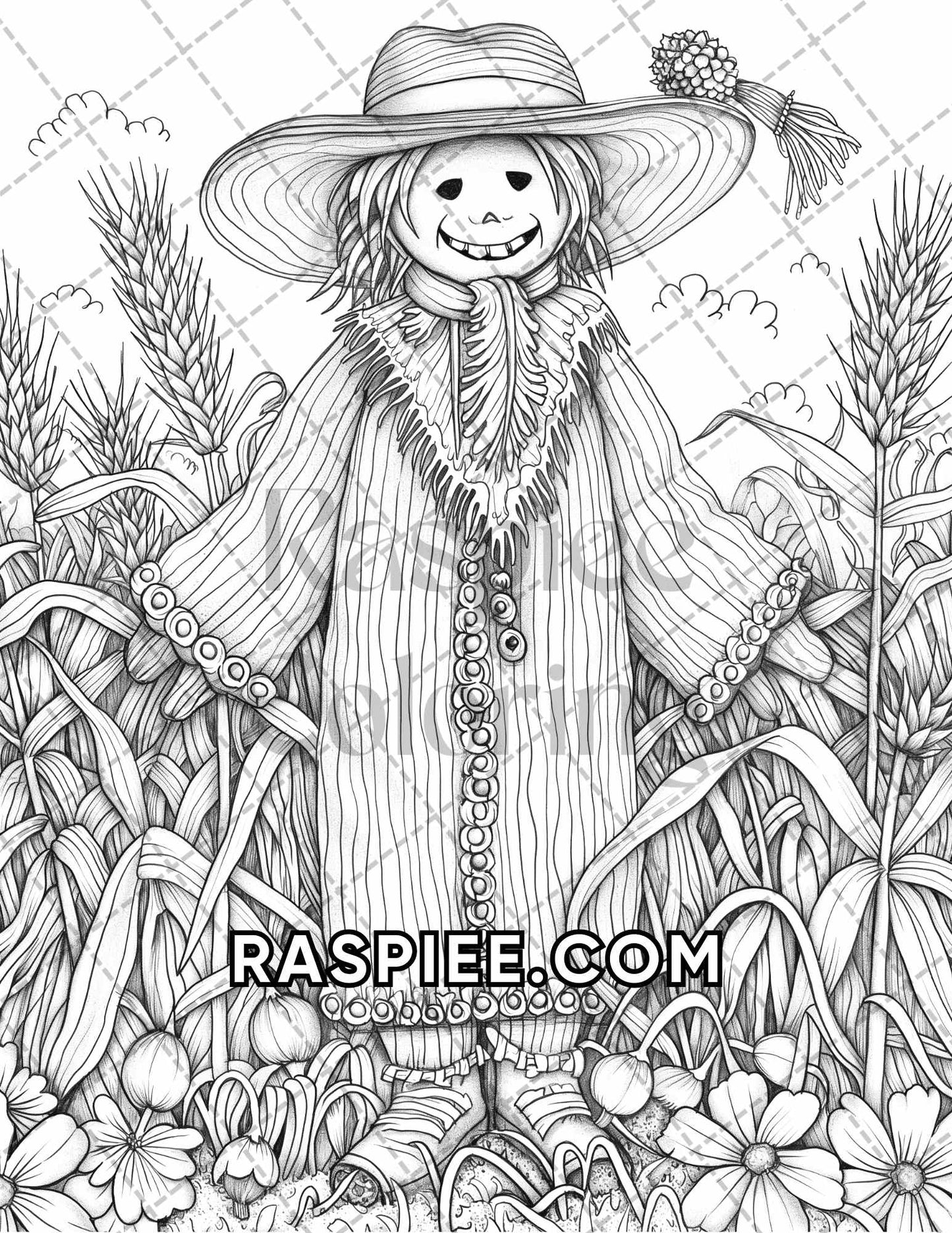 60 Relaxing Autumn Grayscale Adult Coloring Pages Printable PDF Instant Download