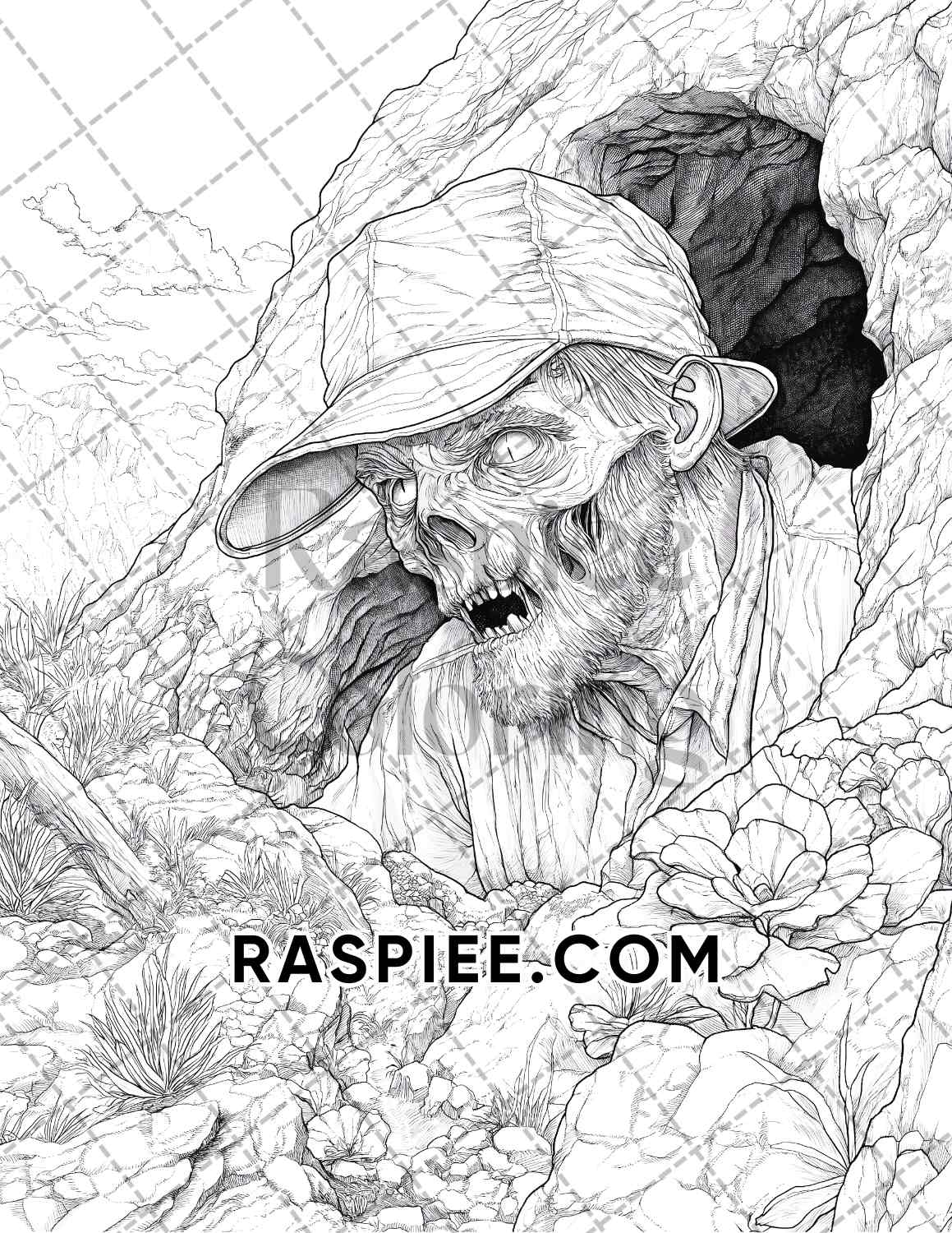 Scary Zombies Halloween Adult Coloring Pages Printable PDF Instant Download