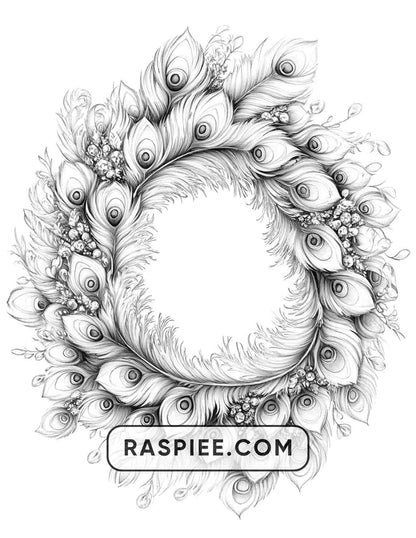 72 Christmas Wreaths Adult Coloring Pages - RASPIEE