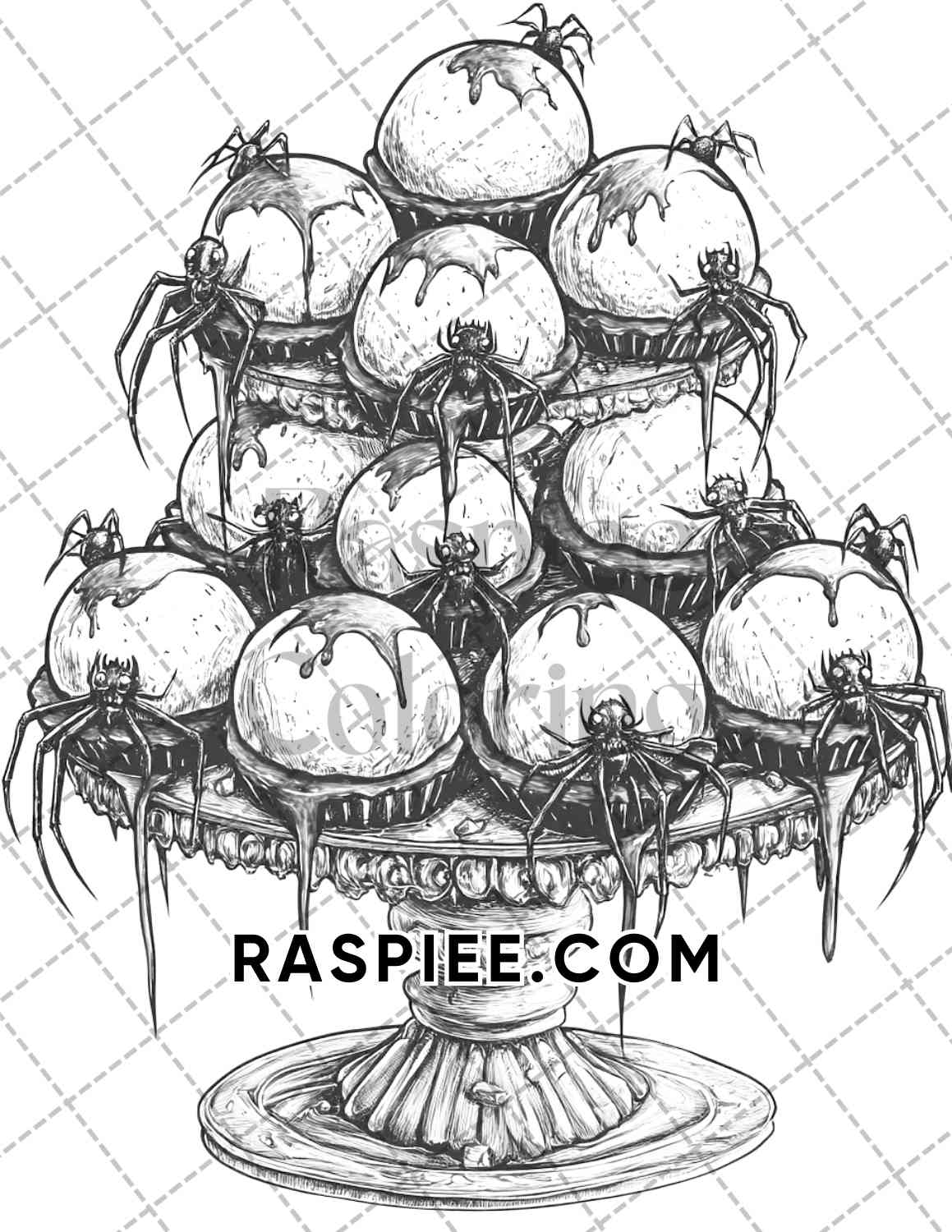 Spooky Desserts Halloween Adult Coloring Pages Printable PDF