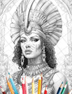 35 Ancient Egyptian Queens Coloring Book Printable for Adults, Graysca