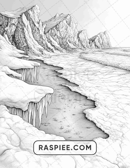 82 Winter Landscapes Adult Coloring Pages - RASPIEE