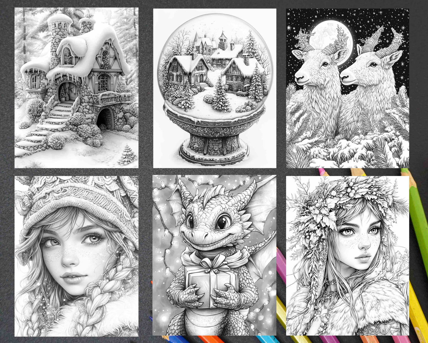 68 Christmas Fantasy Adult Coloring Pages