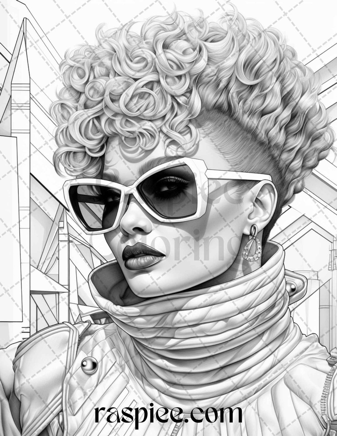 1980s New Wave Pop Star Grayscale Coloring Pages Printable for Adults,