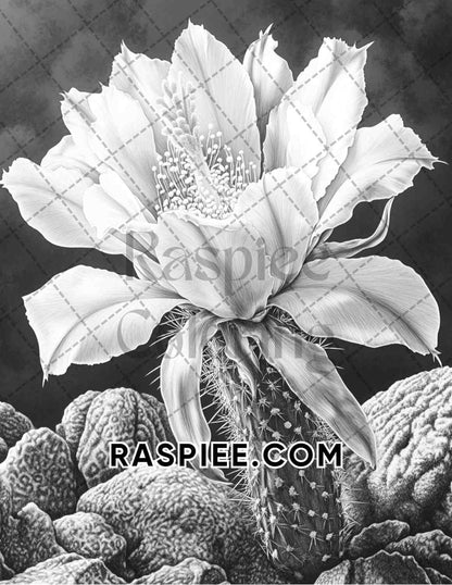 Succulent Blossoms Adult Coloring Pages Printable PDF Instant Download