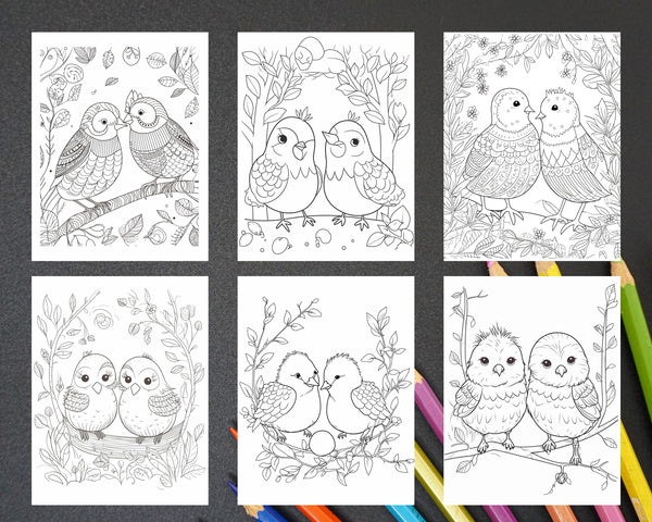 57 Printable Cute Bird Love Coloring Pages for Adults & Kids, Printabl ...