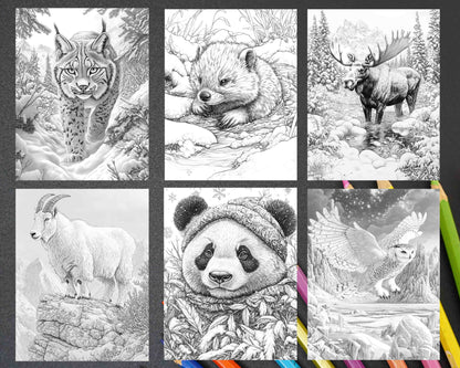 86 Winter Animals Adult Coloring Pages