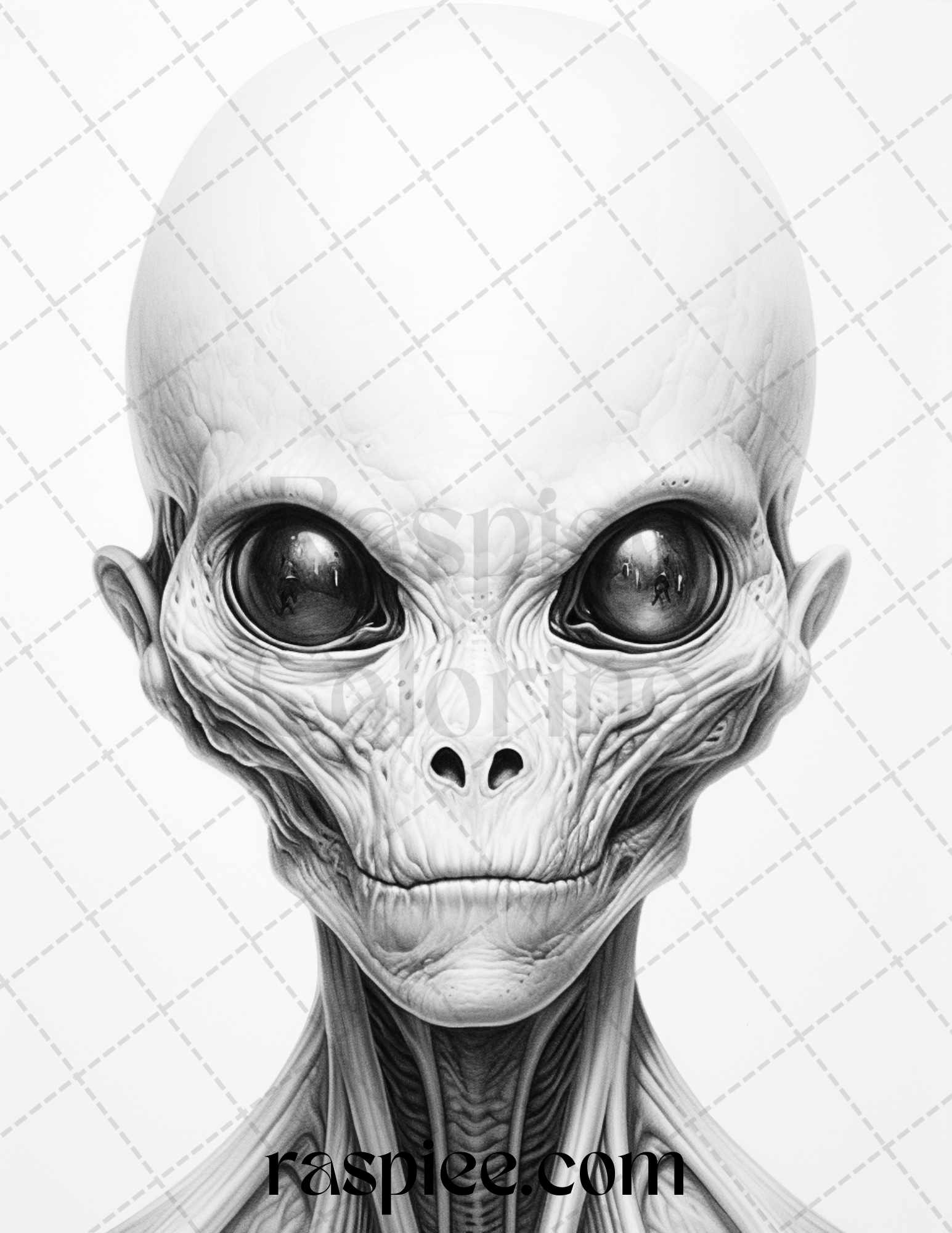 Alien Portrait Coloring Pages, Grayscale Sci-Fi Fantasy Coloring Pages, Printable Adult Coloring Sheets, Instant Download Printable, Relaxing Coloring Activity, Intricate Space Creatures, Cosmic Coloring Book Pages, Stress-Relieving Sci-Fi Art