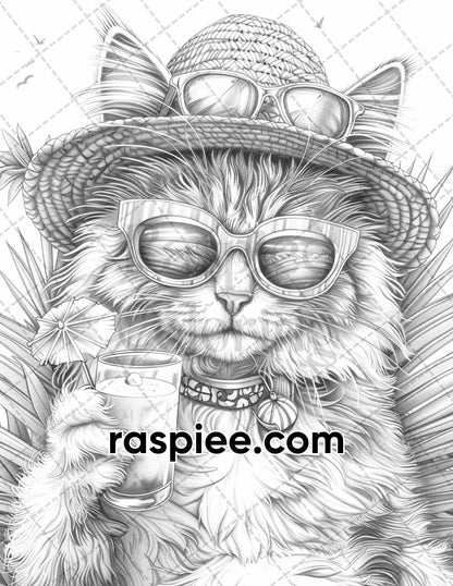 adult coloring pages, adult coloring sheets, adult coloring book pdf, adult coloring book printable, grayscale coloring pages, grayscale coloring books, cat coloring pages for adults, cat coloring book, grayscale illustration, summer coloring pages, animal coloring pages