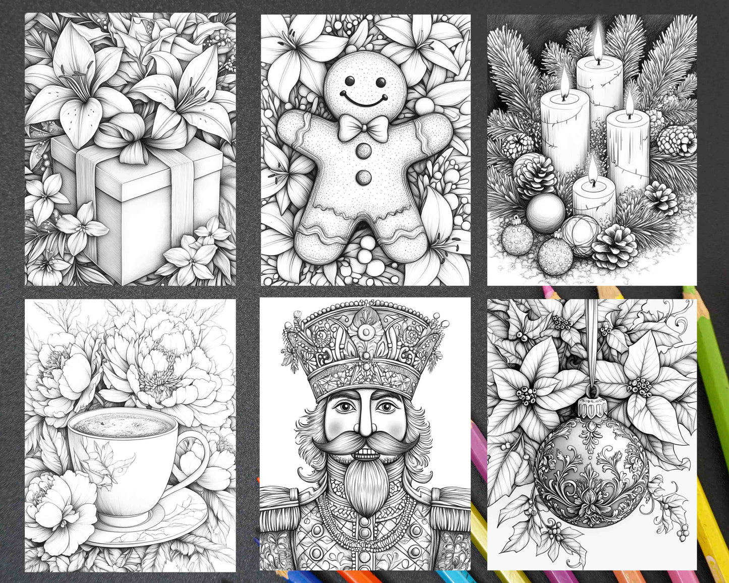 89 Christmas Decor Adult Coloring Pages