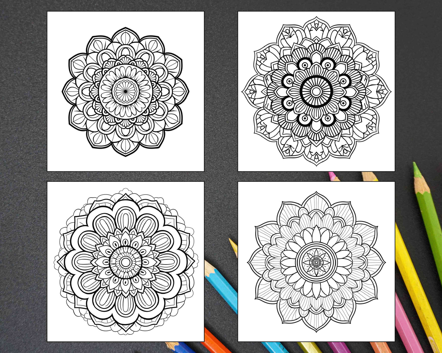 250 Mandala Adult Coloring Pages Vol.4 - RASPIEE