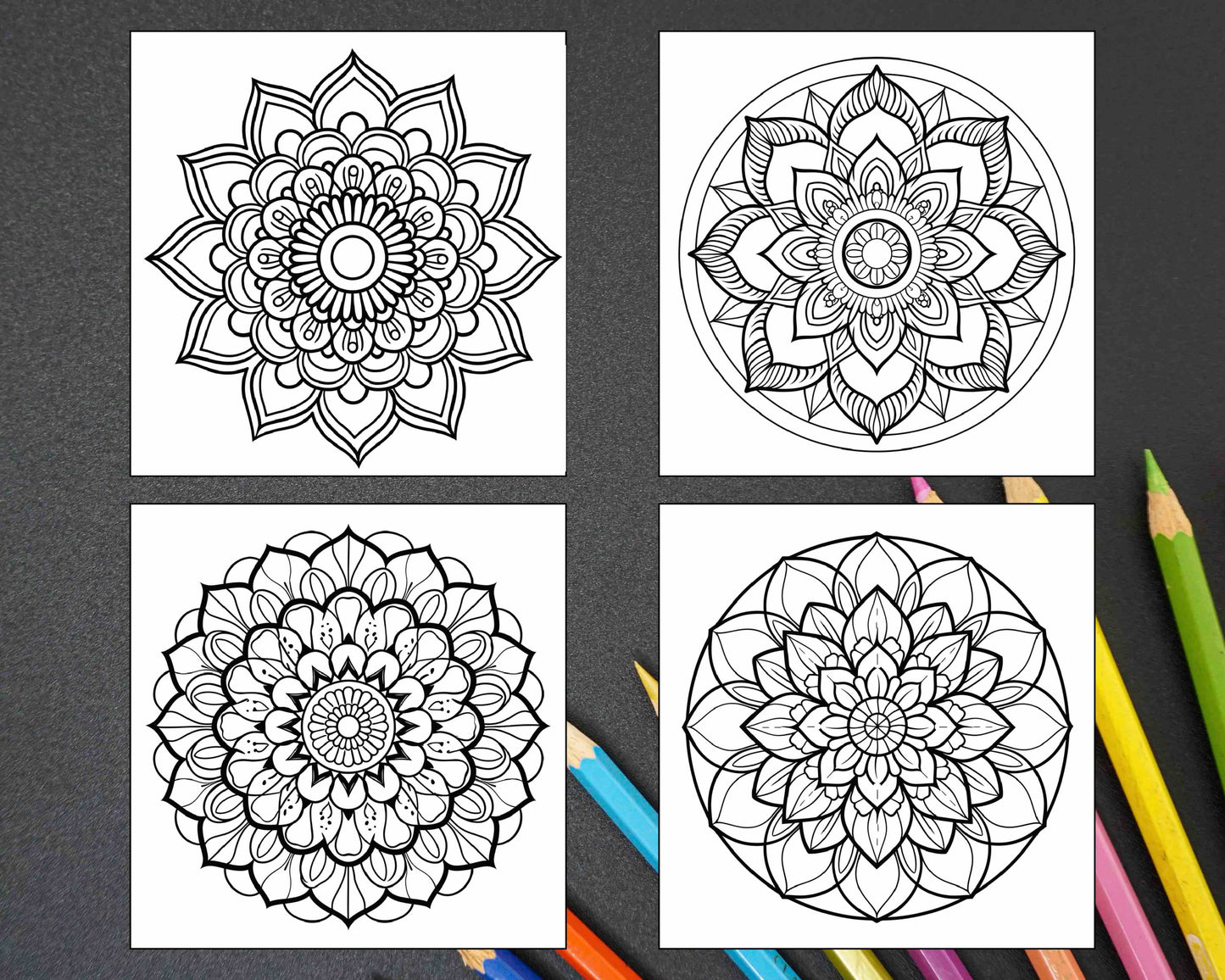 250 Mandala Adult Coloring Pages Vol.2 - RASPIEE