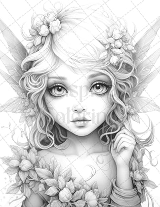 45 Adorable Chibi Fairy Grayscale Coloring Pages Printable for Adults ...