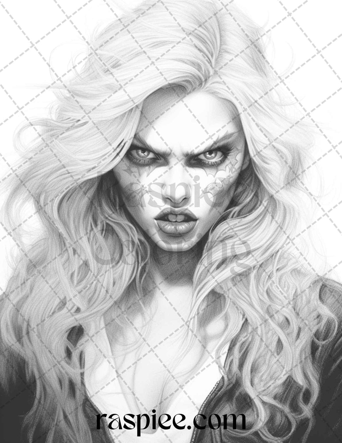 Bewitching Vampires Grayscale Coloring Pages Printable for Adults, PDF