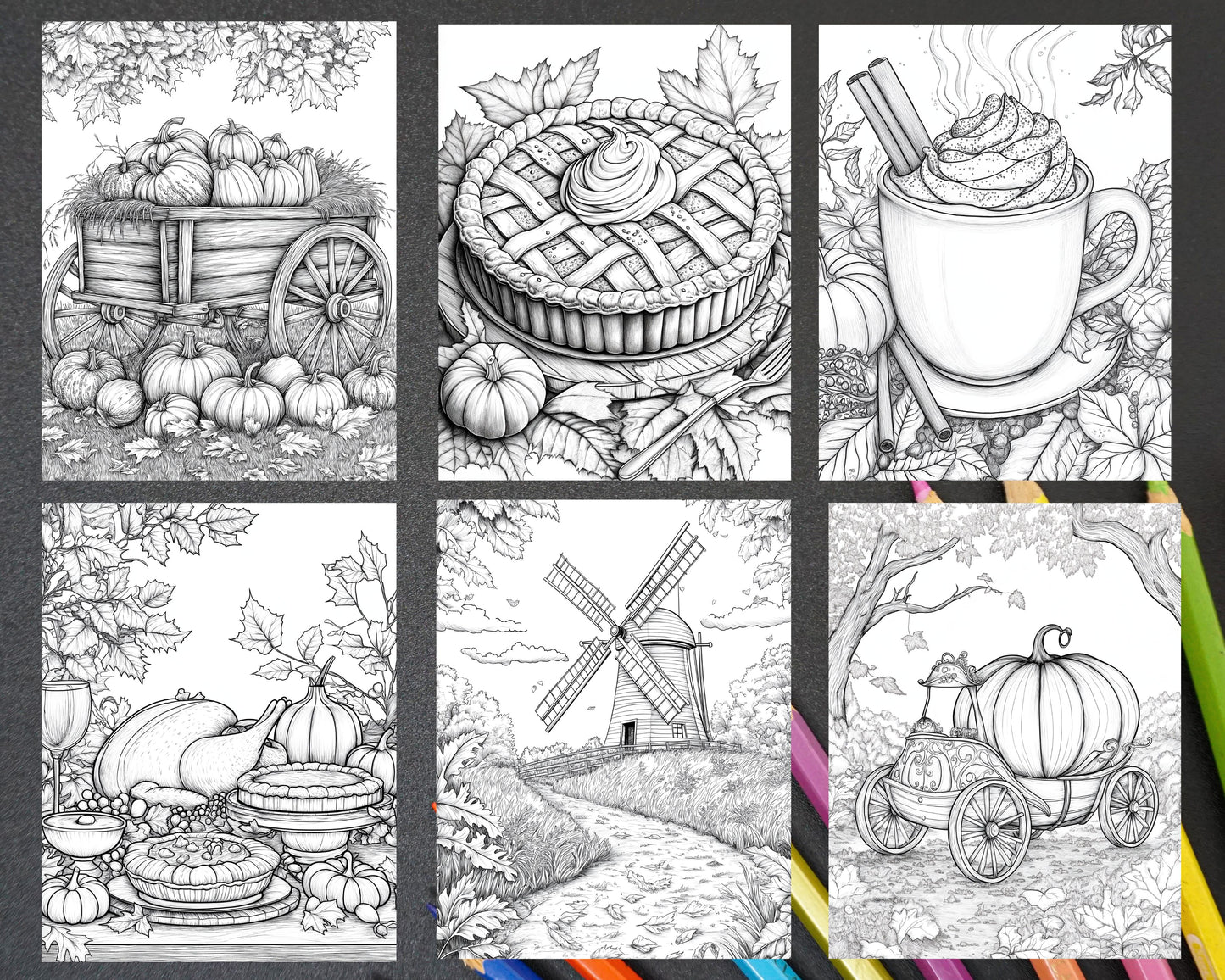 Hello Autumn Adult Coloring Pages Printable PDF Instant Download - RASPIEE