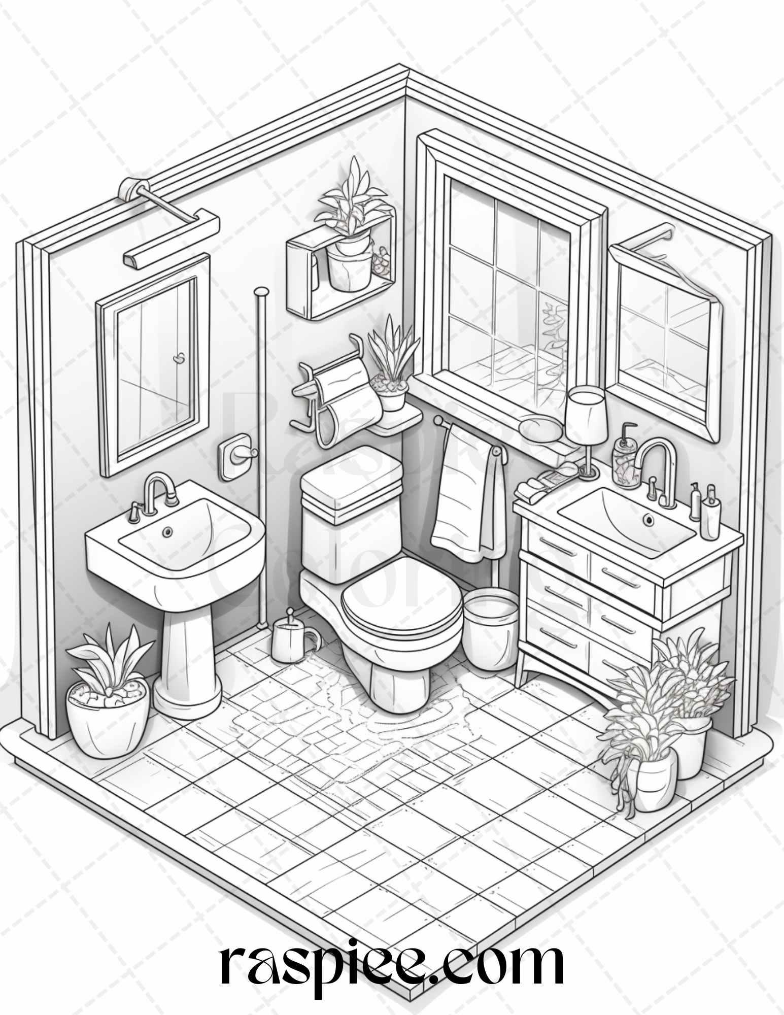 40 Pocket Room Coloring Pages Printable for Adults Kids, PDF File Inst