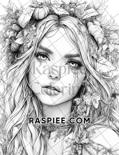 Fairy Beauties Portrait Adult Coloring Pages Printable PDF Instant Download