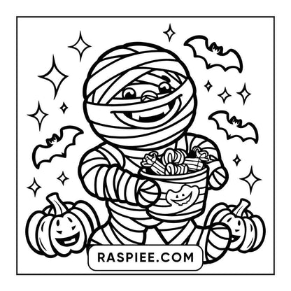 100 Bold and Easy Cute Halloween Coloring Pages Printable PDF Instant Download - RASPIEE