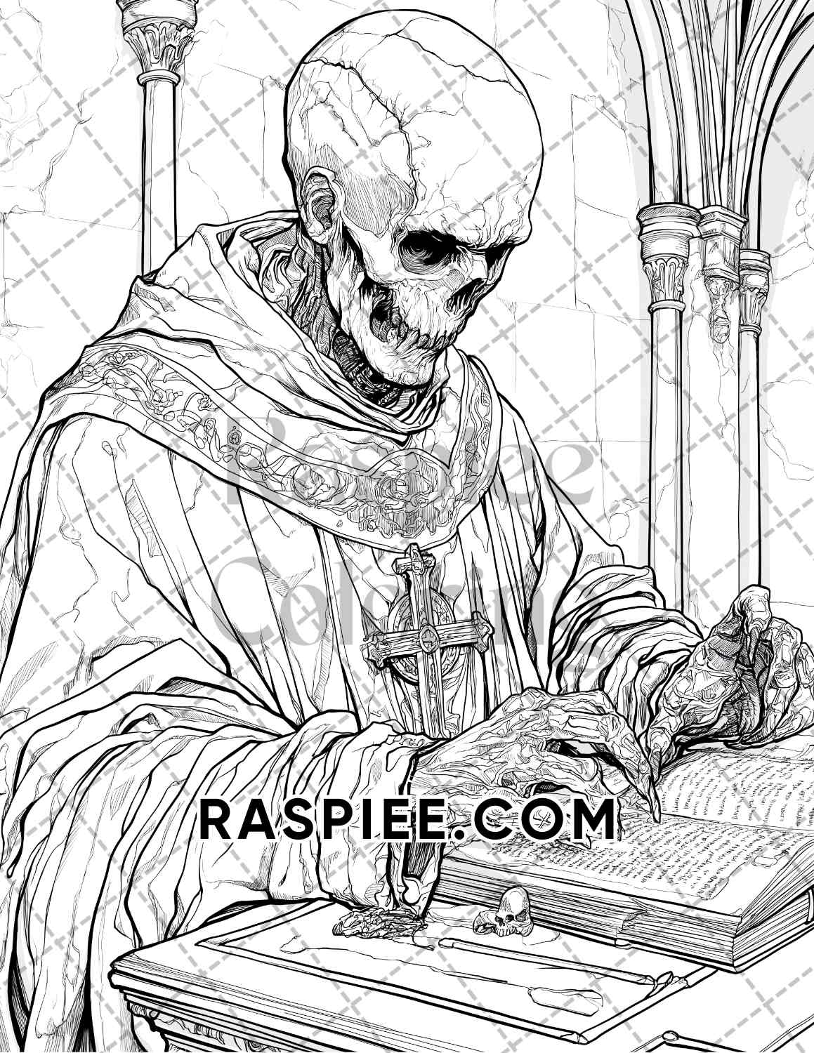 Scary Zombies Halloween Adult Coloring Pages Printable PDF Instant Download