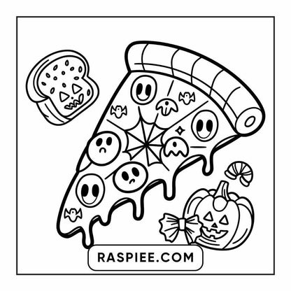 100 Bold Easy Spooky Food & Drinks Coloring Pages Printable PDF Instant Download - RASPIEE