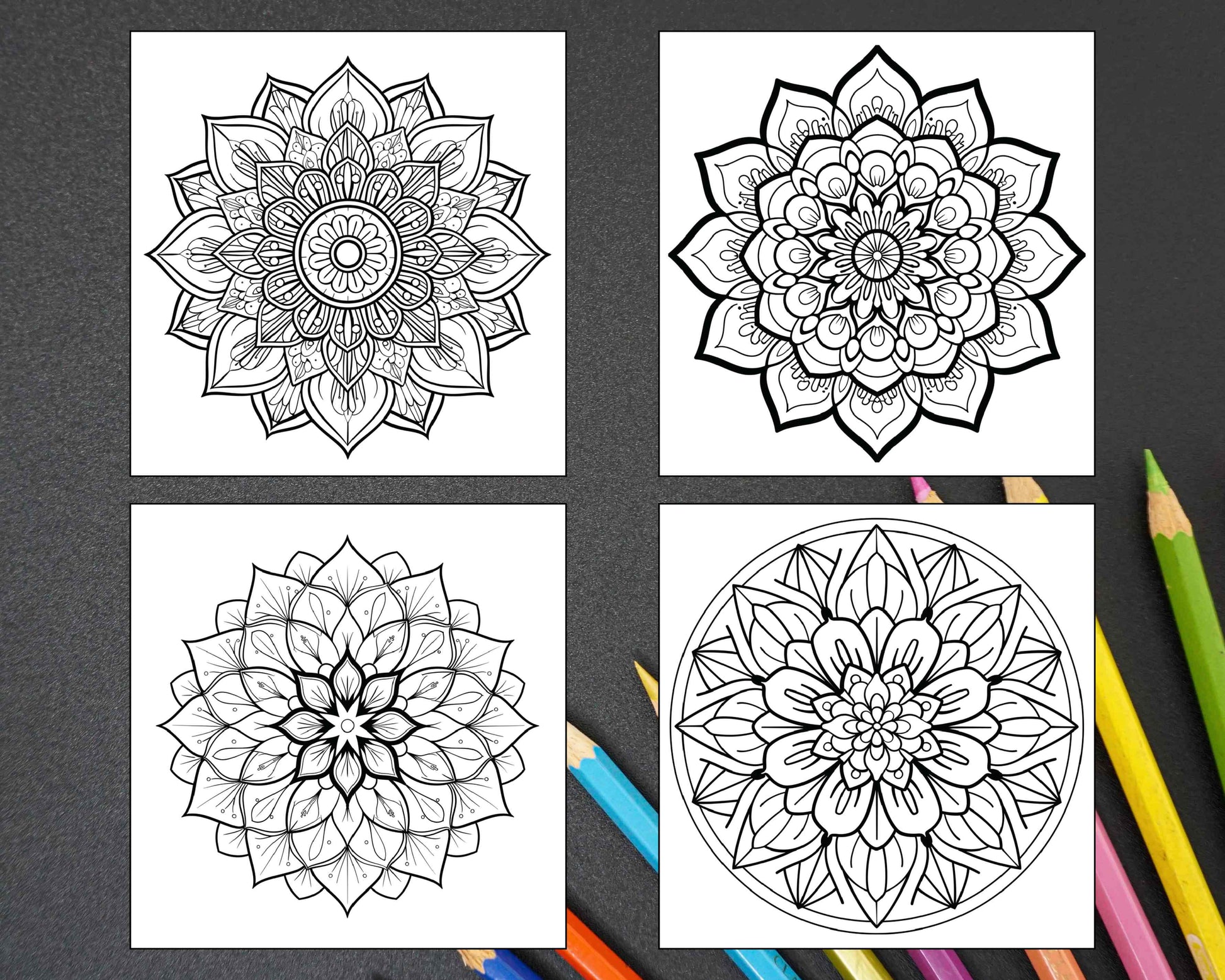 250 Mandala Adult Coloring Pages Vol.1 - RASPIEE