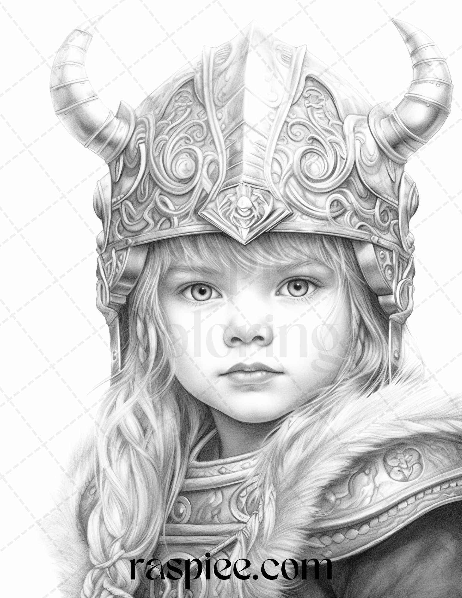 Printable Little Viking Grayscale Coloring Page, DIY Boys and Girls Portrait Coloring Sheet, Nordic Theme Kids Coloring Activity, Instant Download Viking Coloring Page, Fun Grayscale Coloring Printable