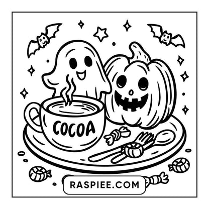 100 Bold and Easy Cute Halloween Coloring Pages Printable PDF Instant Download - RASPIEE